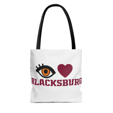 Load image into Gallery viewer, Eye Heart Blacksburg Maroon & Orange Tote Bag