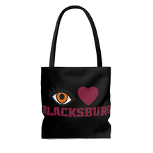 Load image into Gallery viewer, Eye Heart Blacksburg Maroon & Orange Tote Bag