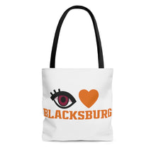 Load image into Gallery viewer, Eye Heart Blacksburg Maroon &amp; Orange Tote Bag
