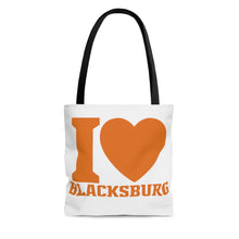 Load image into Gallery viewer, I Love Blacksburg Maroon &amp; Orange Tote Bag
